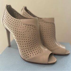 Prada Beige Perforated Ankle Booties